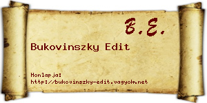 Bukovinszky Edit névjegykártya